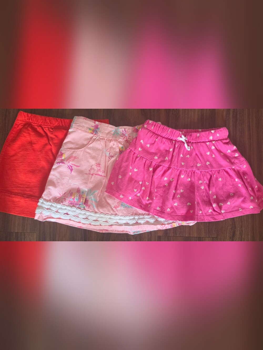 jumping beans Red, Light Pink & Bright Pink Girls Skirt Set